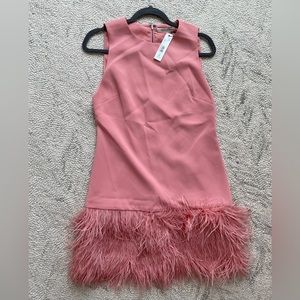 alice + olivia Coley Feather Trim Dress
